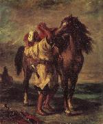 Eugene Delacroix Moroccan in the Sattein of its horse china oil painting artist